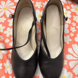 Vintage Leo’s Black Patent Leather Tap Dance Shoes Women’s Size 7 Good Condition